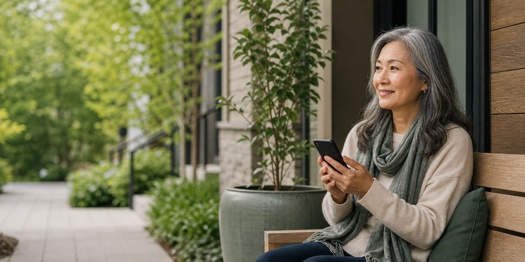 Adult using a phone to call or text a healthcare practice